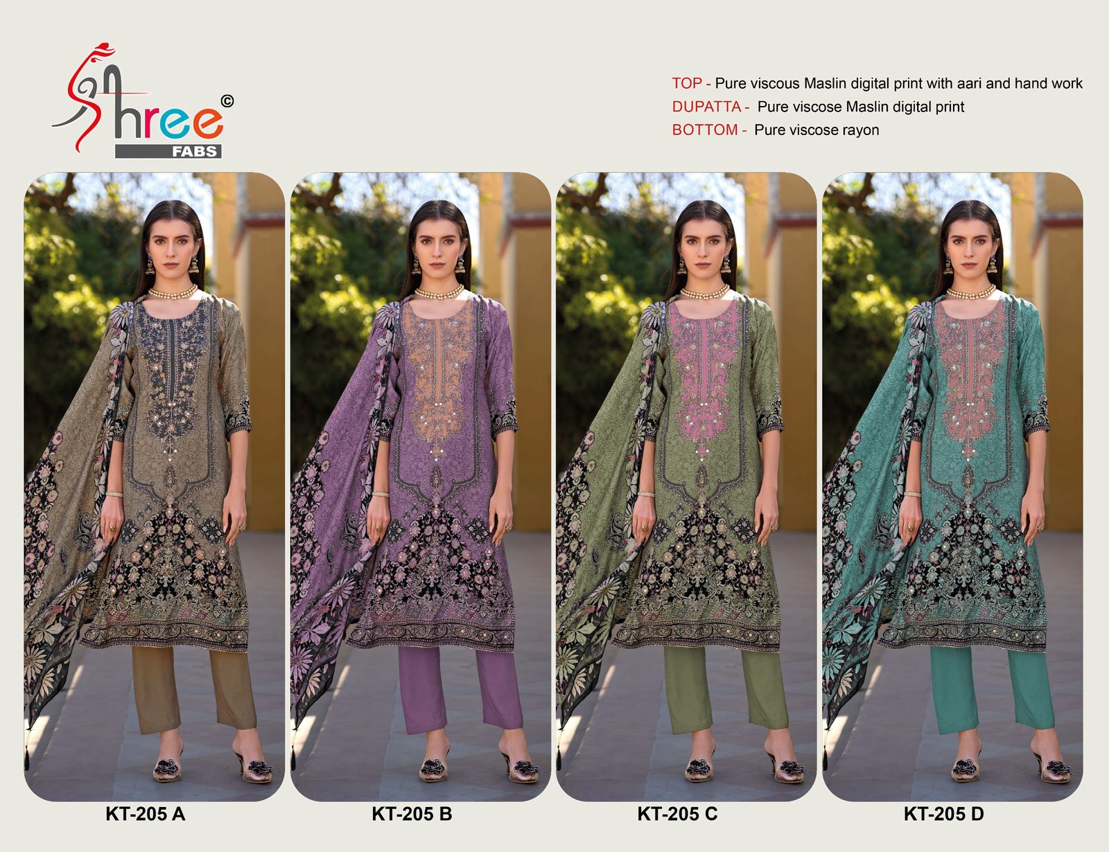 Shree Kt 205 Viscose Maslin Digital Printed Wholesale Pakistani Eid Collection - Image 5
