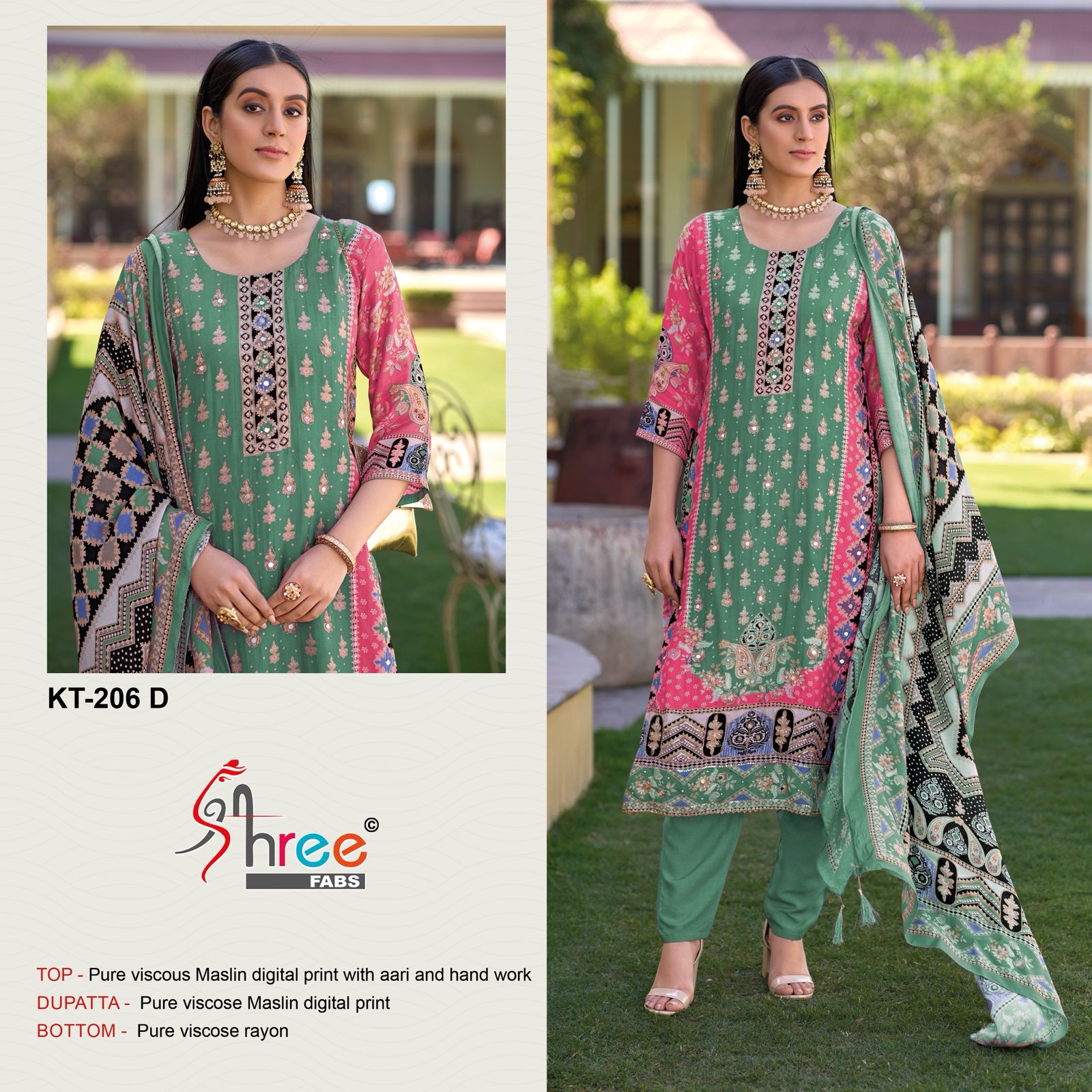 Shree Kt 206 Viscose Maslin Digital Printed Wholesale Pakistani Eid Collection - Image 4