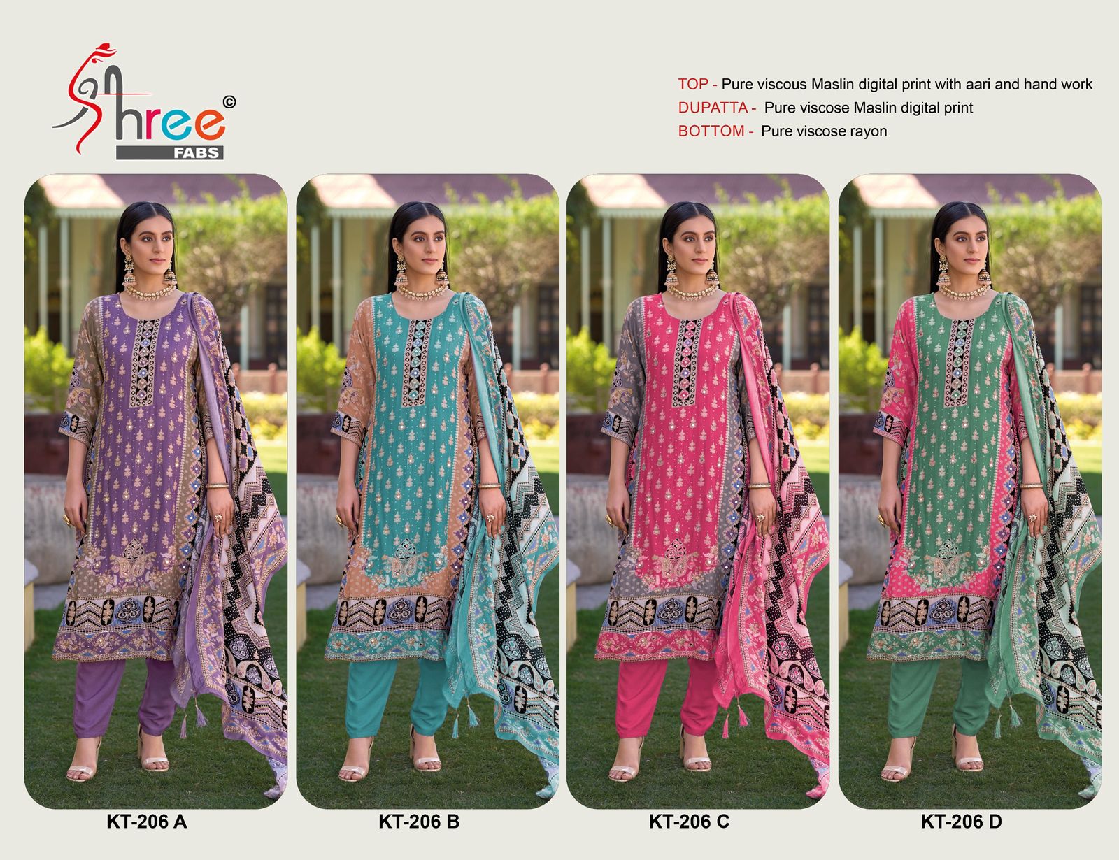 Shree Kt 206 Viscose Maslin Digital Printed Wholesale Pakistani Eid Collection - Image 6
