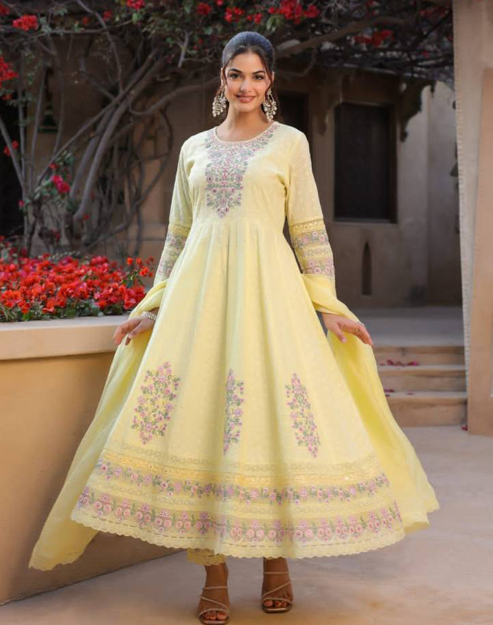 Tanyaa P 115 Cotton With Handwork Kurti Bottom & Dupatta