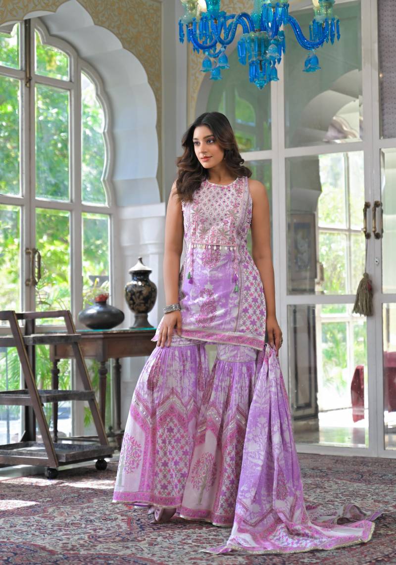 Tanyaa P 117 Cotton With Hand Work Sharara Set Wholesale - Image 2