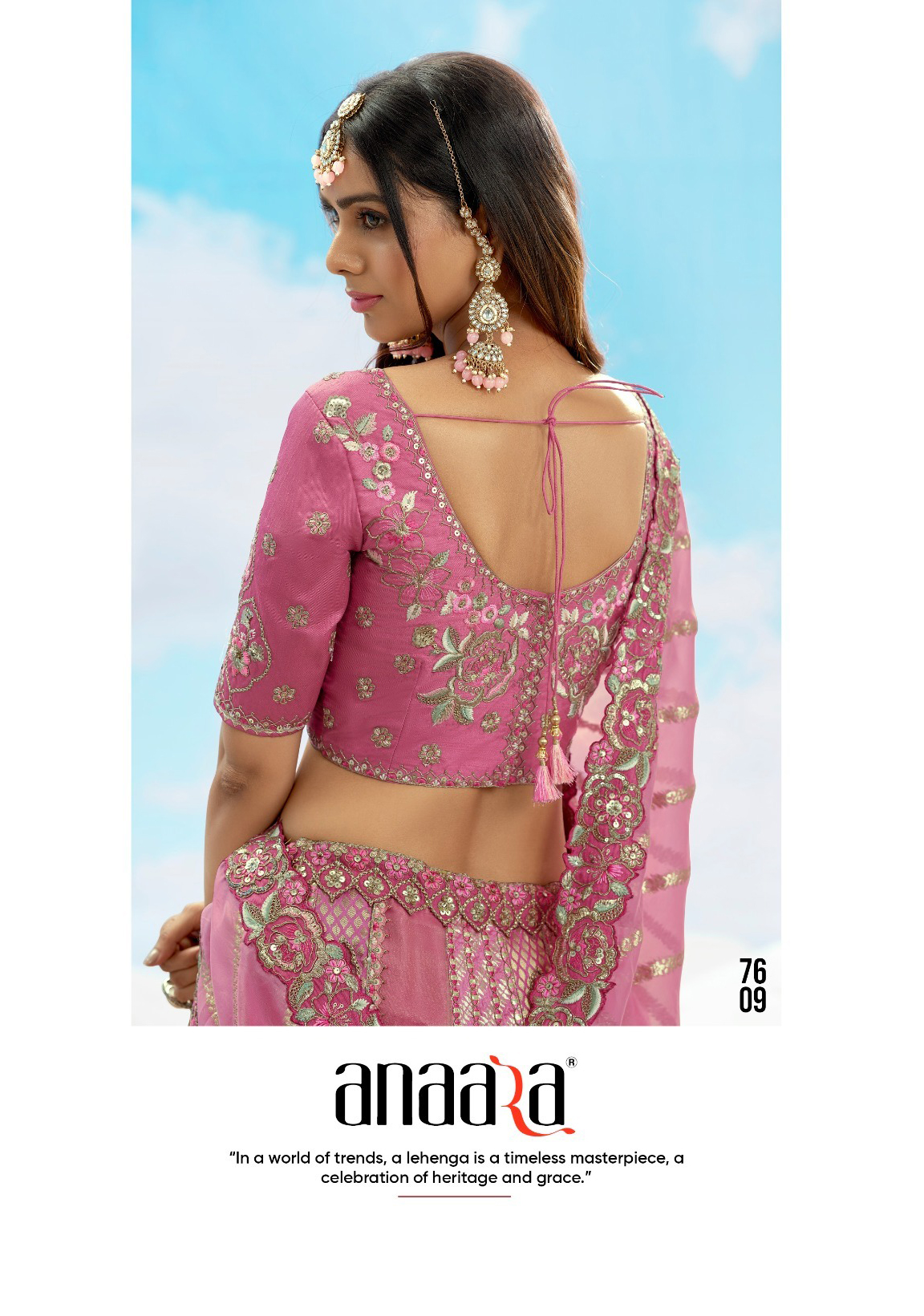 Tathastu Anaara Blush Pink & Gold Embroidered Designer Silk Lehenga - Image 4
