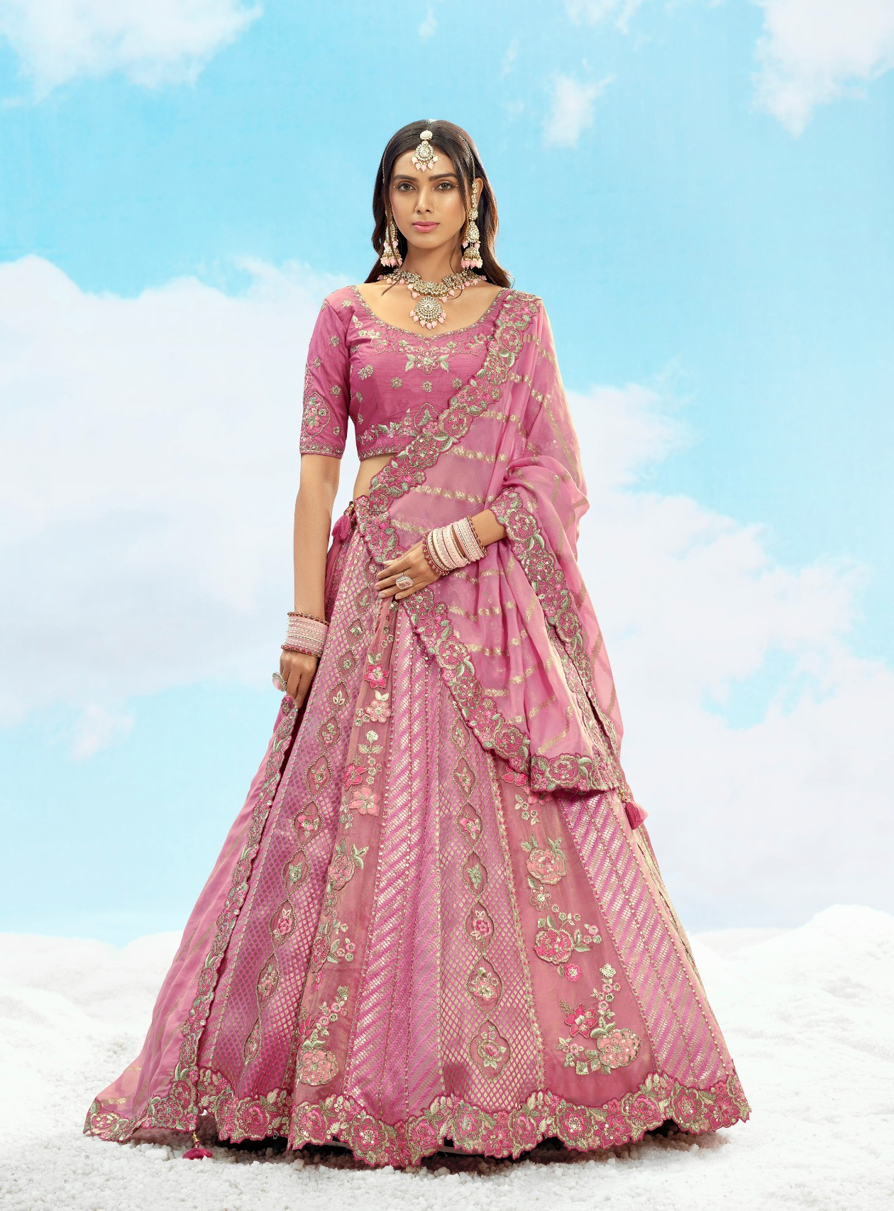 Tathastu Anaara 7609 Blush Pink & Gold Embroidered Designer Silk Lehenga