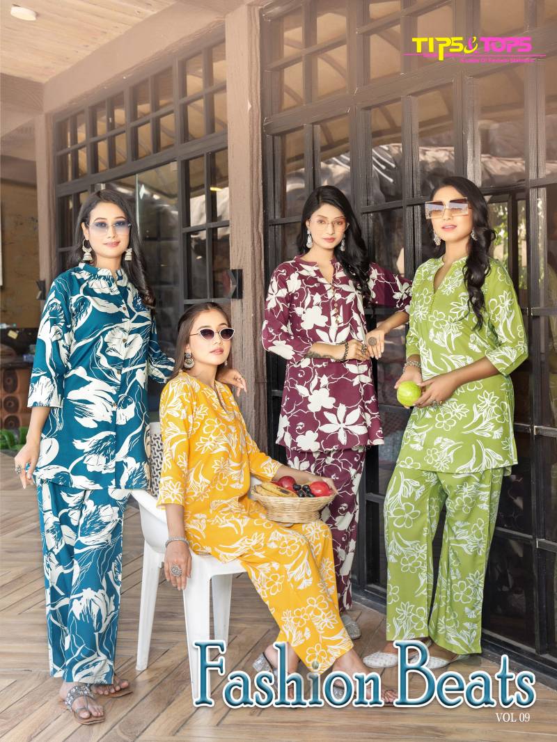 Tips And Tops Fashion Beats Vol 9 Rayon Printed Wholesale Co-Ord Set Collection