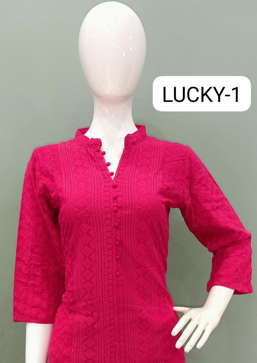 Tunic House Lucky Viscose Rayon Chikankari Short Top Wholesale Catalog