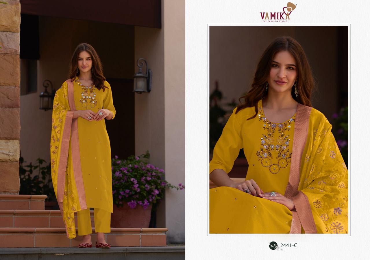 Vamika Jannat Vol-01 Hevy Viscos Vertican Silk Wholesale Readymade Salvar Suit Collection - Image 2
