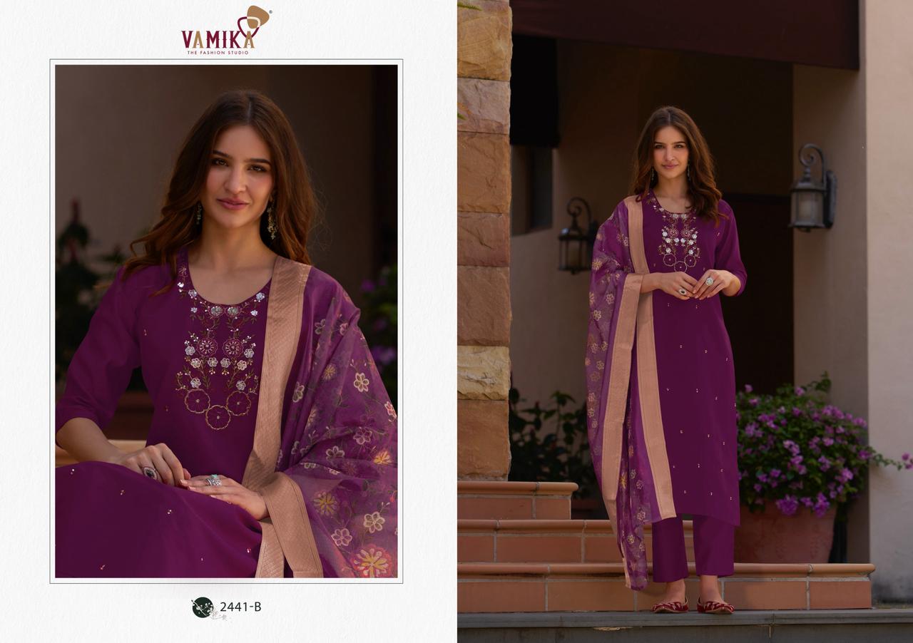 Vamika Jannat Vol-01 Hevy Viscos Vertican Silk Wholesale Readymade Salvar Suit Collection - Image 3