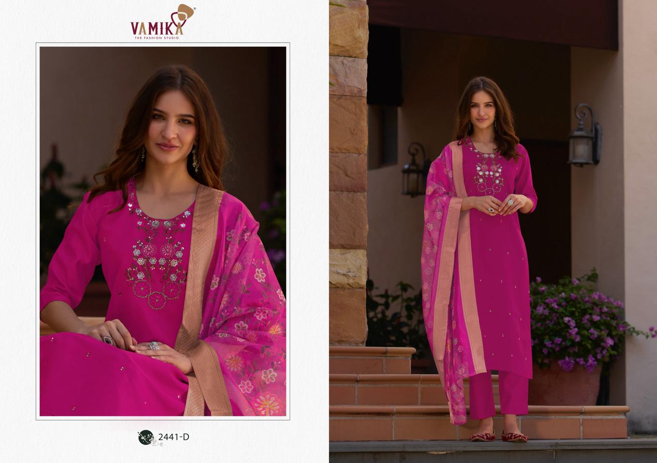 Vamika Jannat Vol-01 Hevy Viscos Vertican Silk Wholesale Readymade Salvar Suit Collection - Image 4