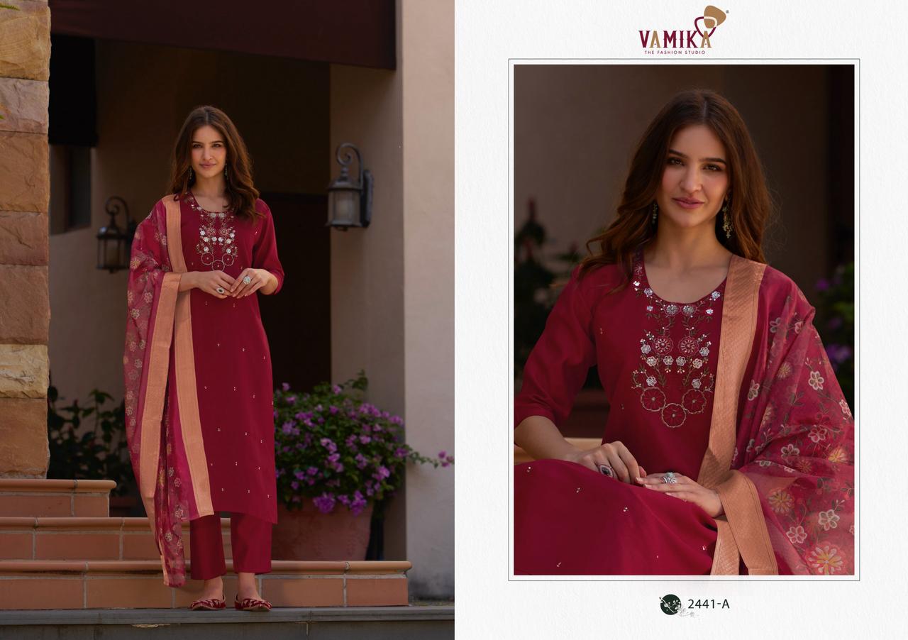 Vamika Jannat Vol-01 Hevy Viscos Vertican Silk Wholesale Readymade Salvar Suit Collection - Image 5