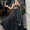 Vardan Ethnic Black Star Satin Lehenga Set Collection.