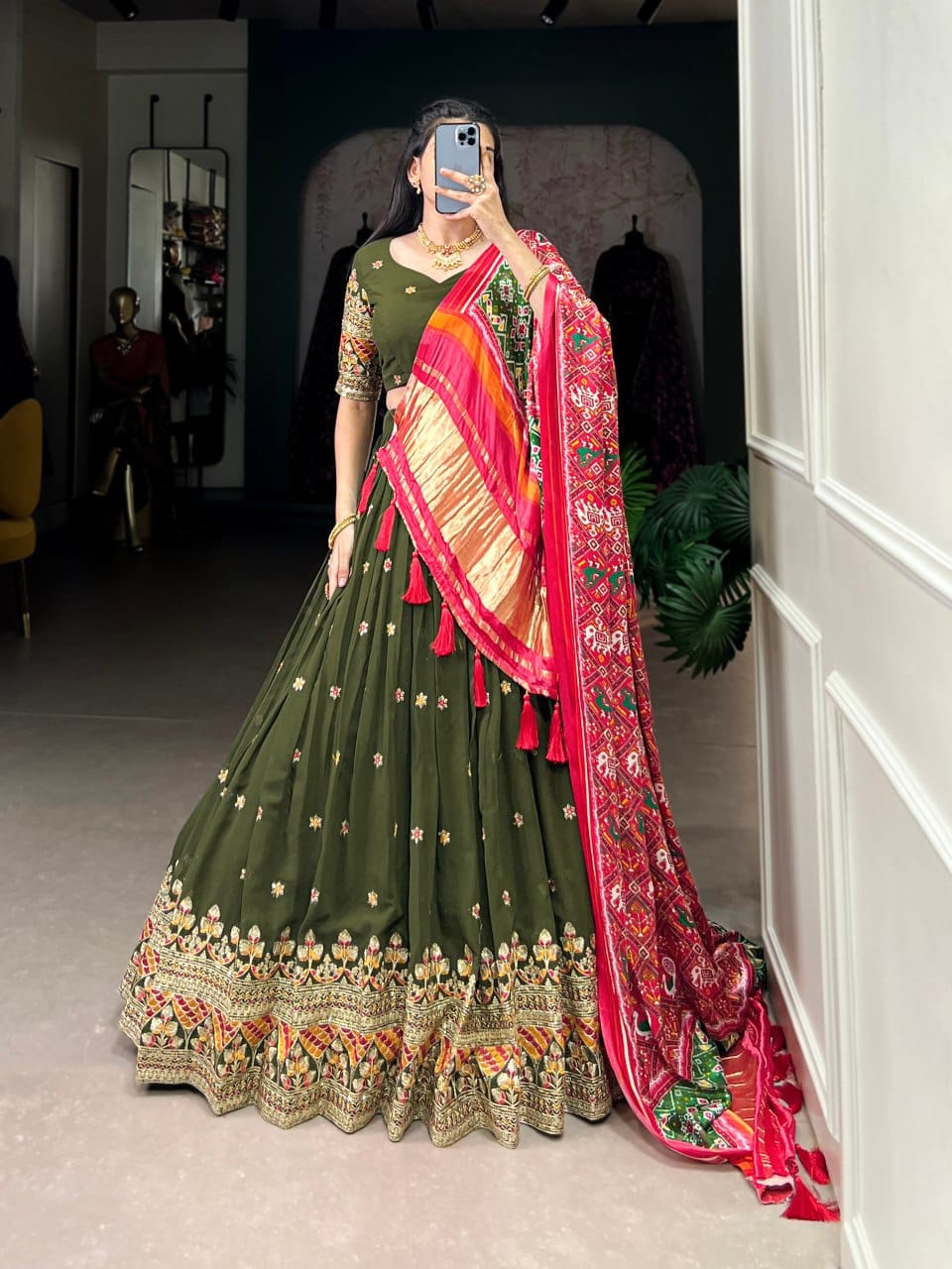 Vardan Ethnic Green Georgette Designer Lehenga Choli Collection