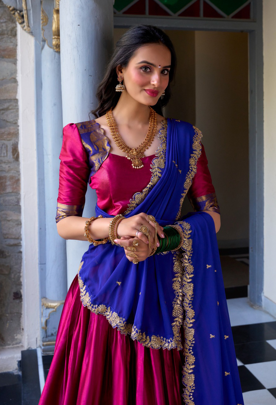 Vardan Ethnic Traditional South Indian Half Saree Pattu Lehenga Collection (14)