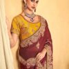 Vardan Fendi Maroon Heavy Embroidered Bridal Saree Collection