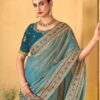 Vardan Fendi Teal Blue Heavy Embroidered Bridal Saree Collection