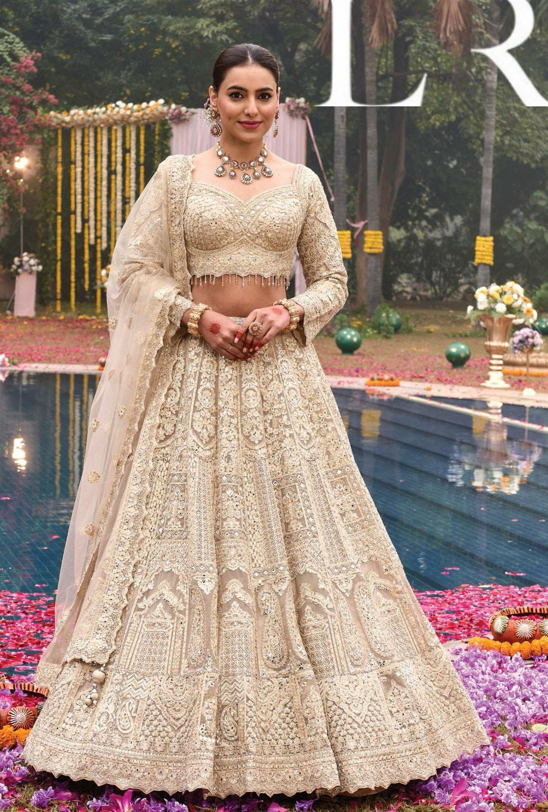 Vardan Regal Ivory Bridal Lehenga with Intricate Zari & Sequin Embroidery