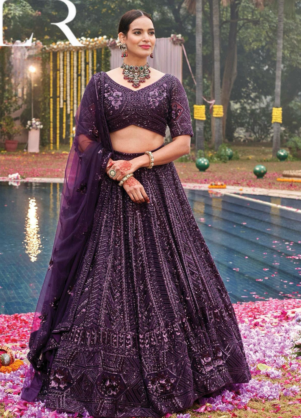 Vardan Royal Plum Bridal Lehenga with Sequin & Zari Embroidery Colloection