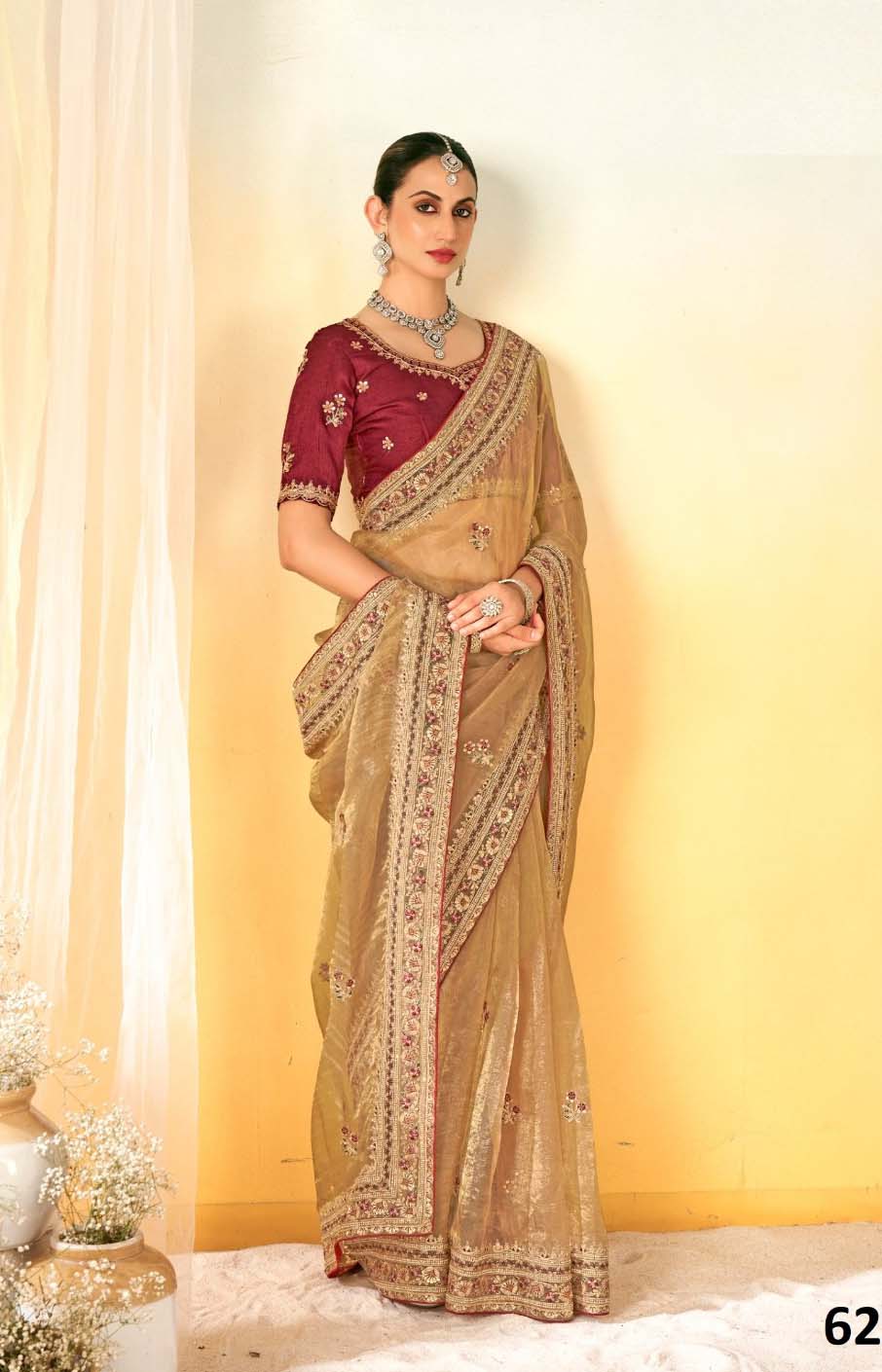 Vardan Tissue Base Gold Designer Heavy Bridal Saree Collection (3)