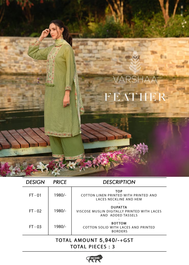 Varsha Feather Cotton Linen with Muslin Dupatta Wholesale Salwar Suit Catalog - Image 6