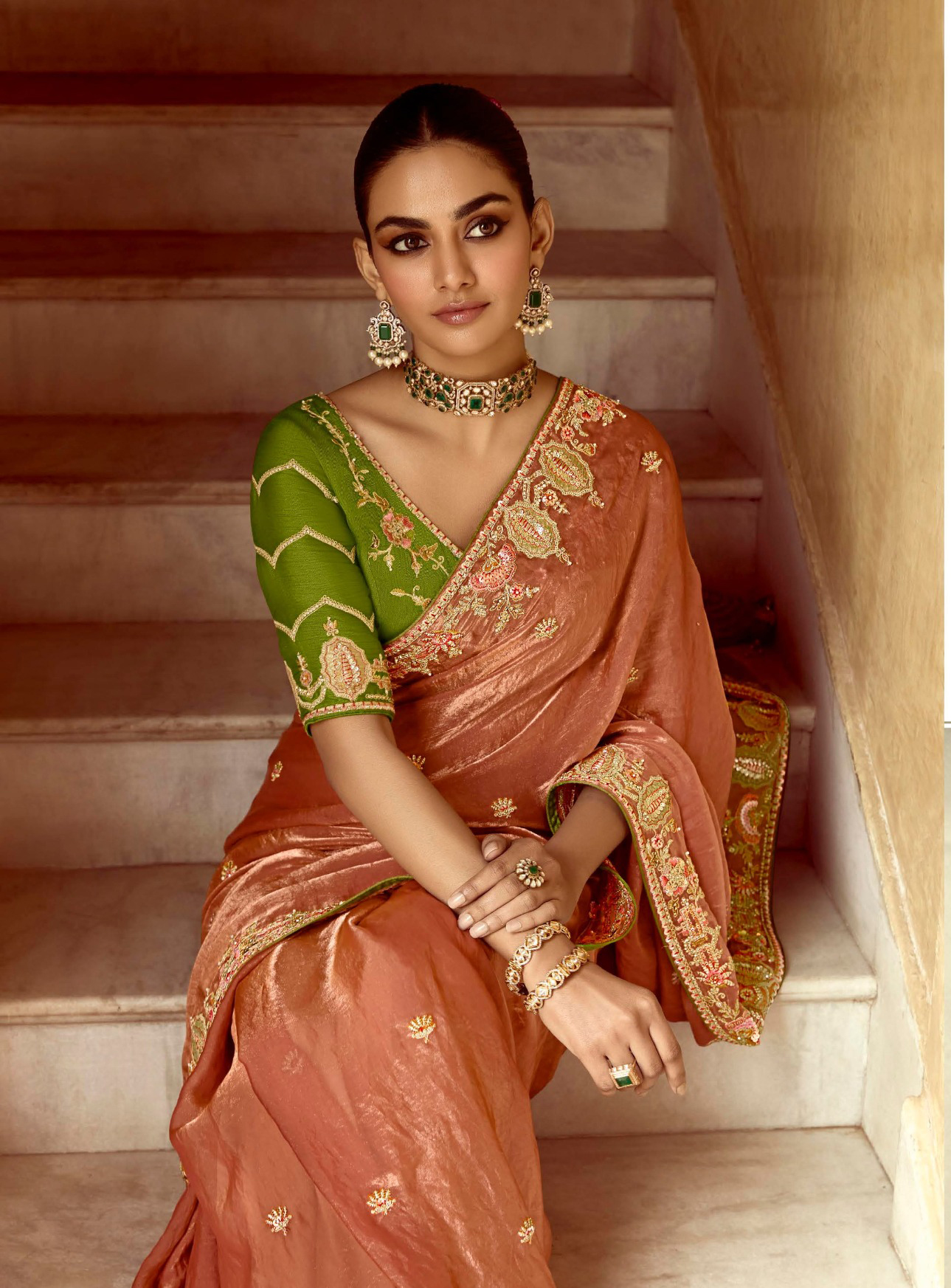 Kimora Peach Glow Radiance Sequins Designer Fancy Saree Collection — Wholesale Sarees, Kimora wholesale from Surat — view 2