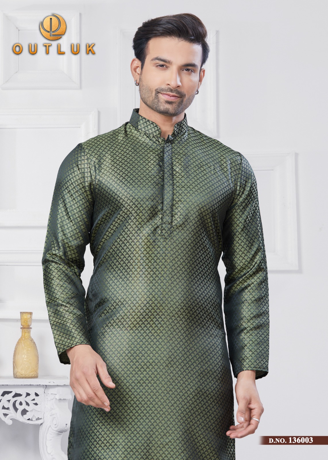 Outluk Vol 136 Jacquard Silk with Pathani Bottom Men's Kurta Pajama Collection