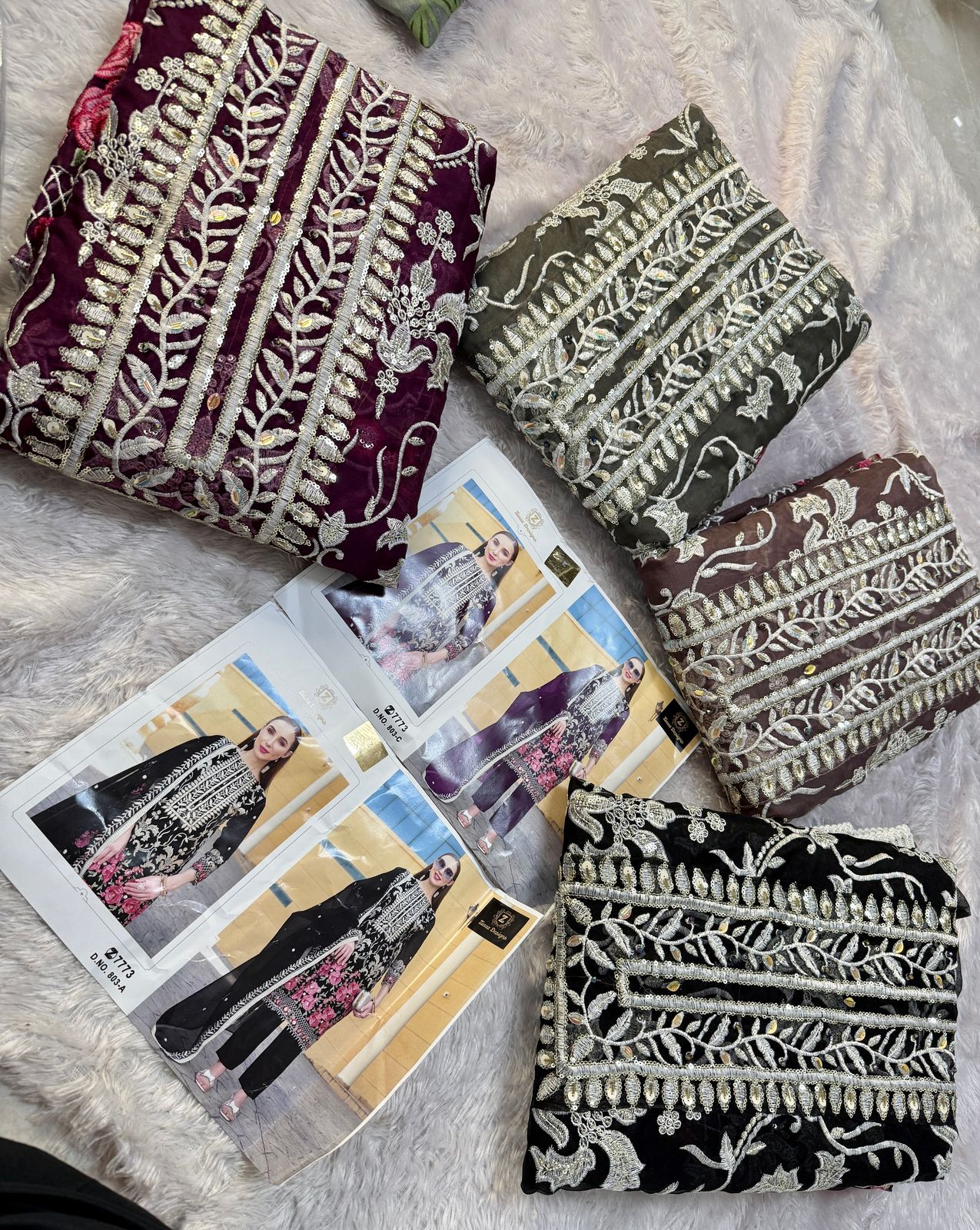 Ziaaz Design Code 803 Colours Semi Stitched Organza Wholesale Pakistani Suit Collection - Image 8