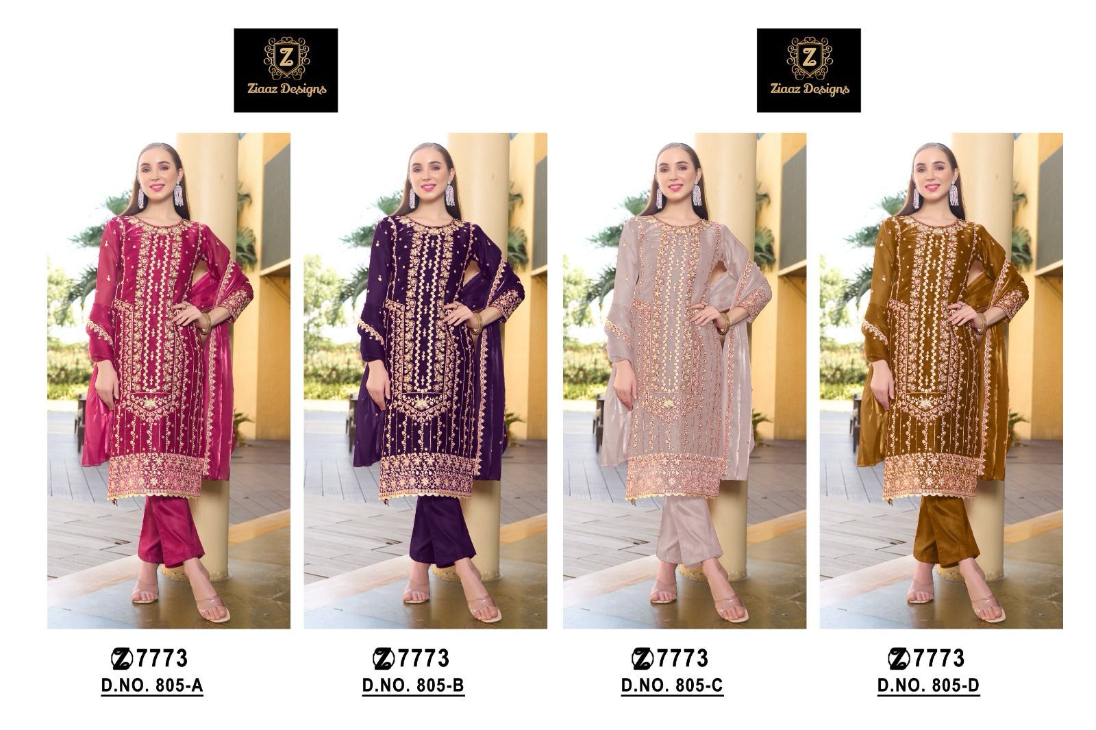 Ziaaz Designs 805 Jimmy Choo Handwork Embroidered Wholesale Pakistani Suits - Image 4