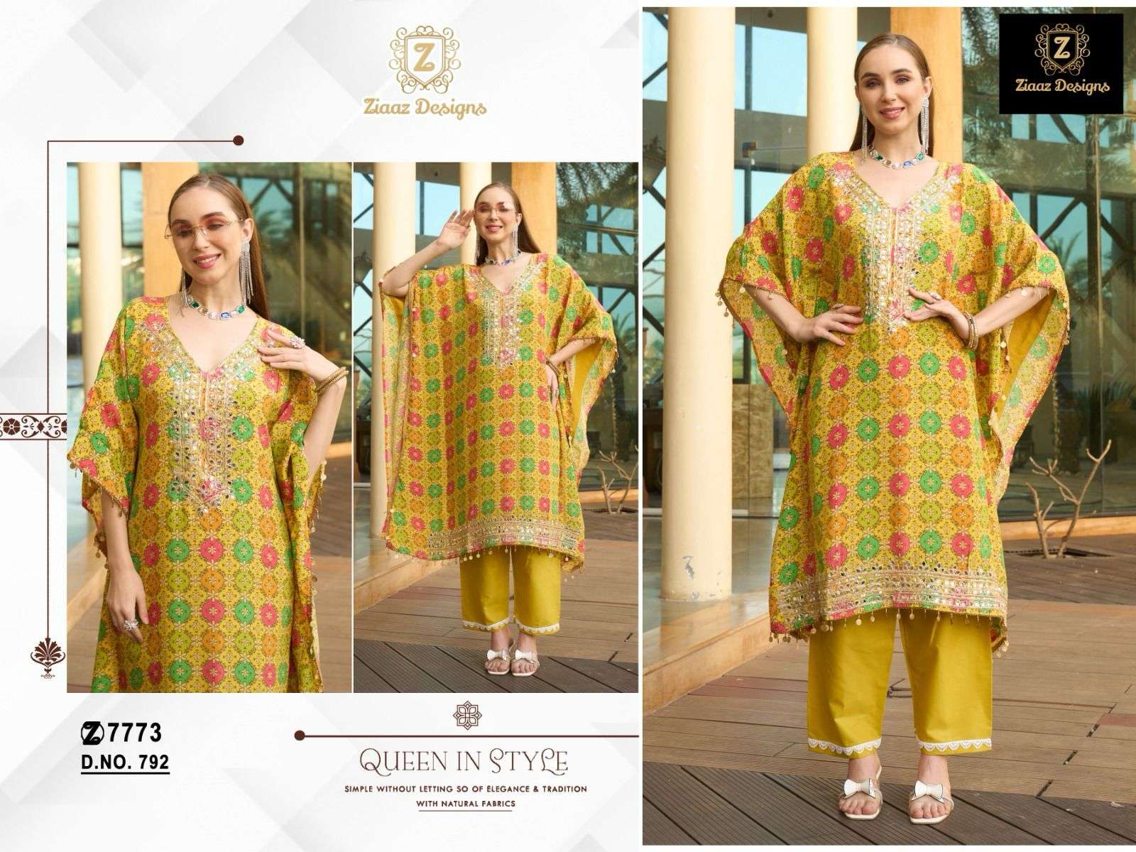 Ziaaz Designs Code No - 788 789 790 791 792 Pure Crepe Heavy Embroidered Wholesale Fancy Party Wear Kaftan Collection - Image 2