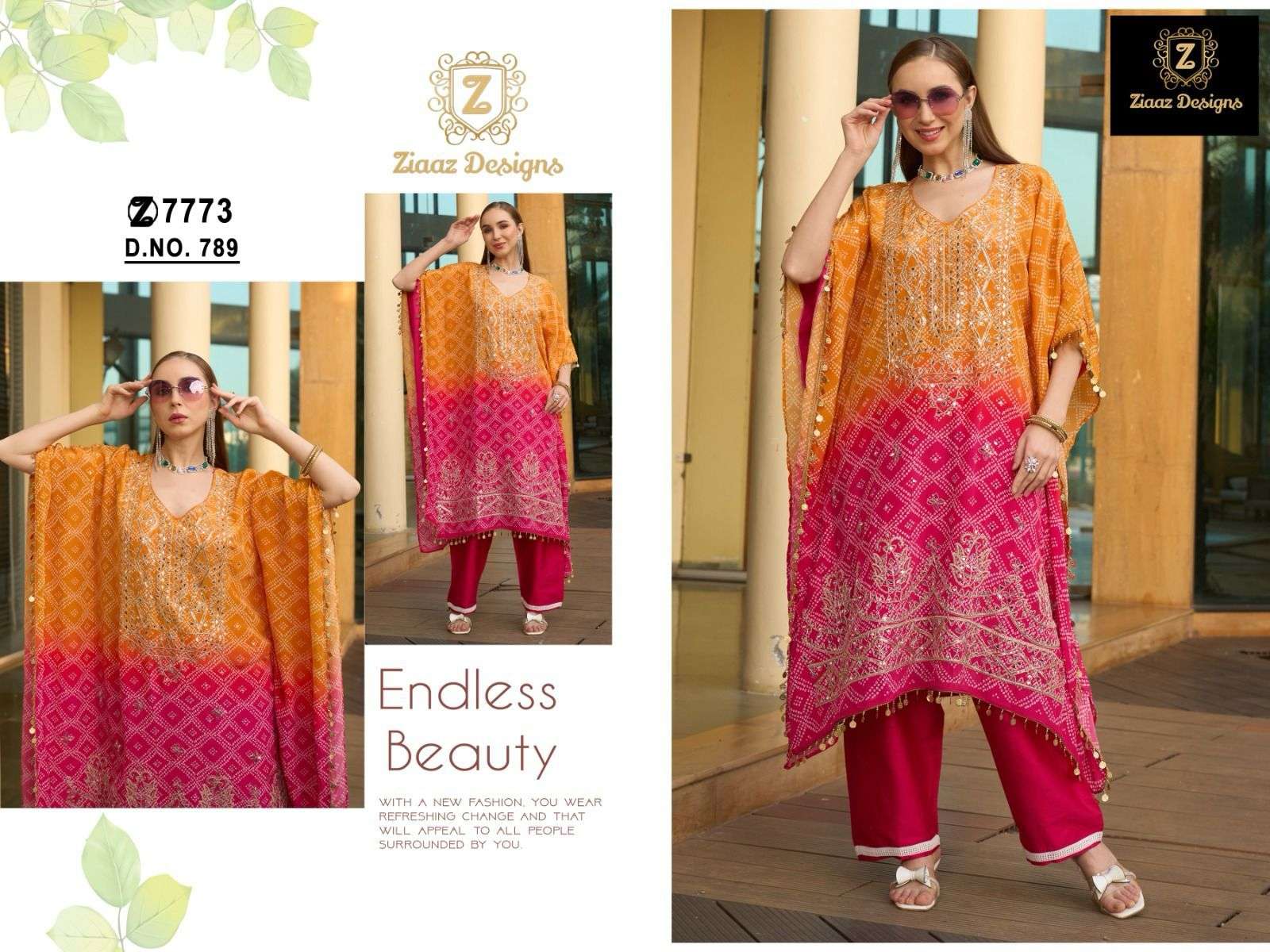 Ziaaz Designs Code No - 788 789 790 791 792 Pure Crepe Heavy Embroidered Wholesale Fancy Party Wear Kaftan Collection - Image 5