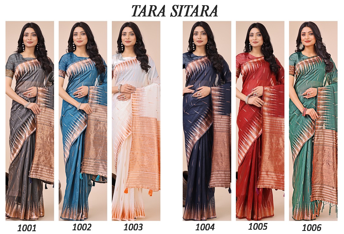 ASTITA Tara Sitara Linen Cotton Sarees Wholesale Catalog - Image 7