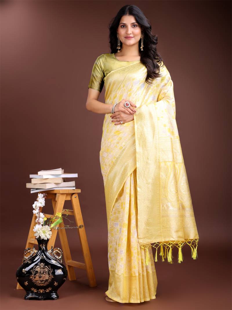Ast Mango Silk Linen Cotton Fancy Saree Wholesale Collection - Image 3