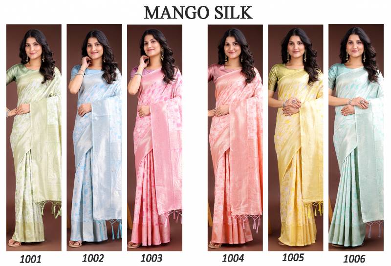 Ast Mango Silk Linen Cotton Fancy Saree Wholesale Collection - Image 7