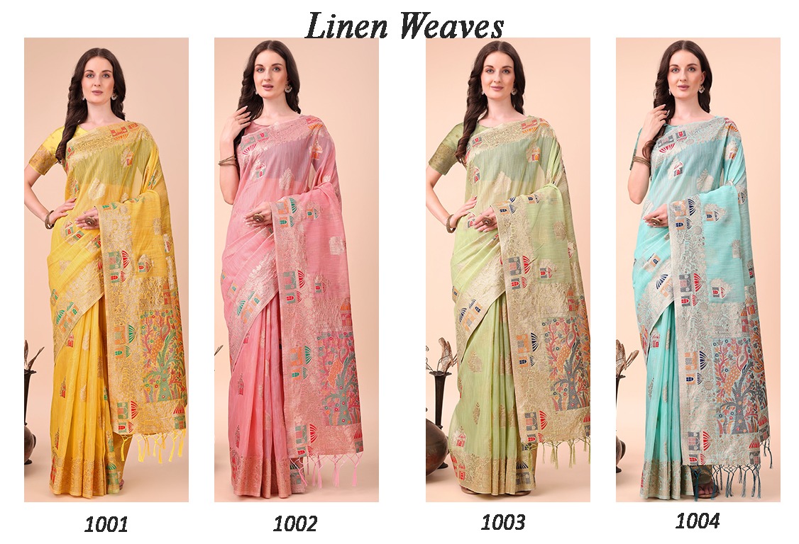 Astita Linen Weaves Premium Linen Cotton Saree Collection - Image 5