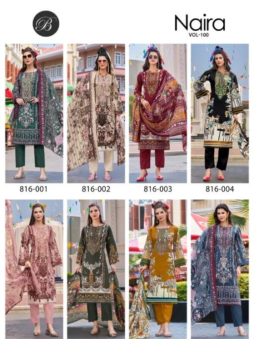 Belliza Naira Vol-100 Premium Karachi Cotton Suit Collection - Image 10