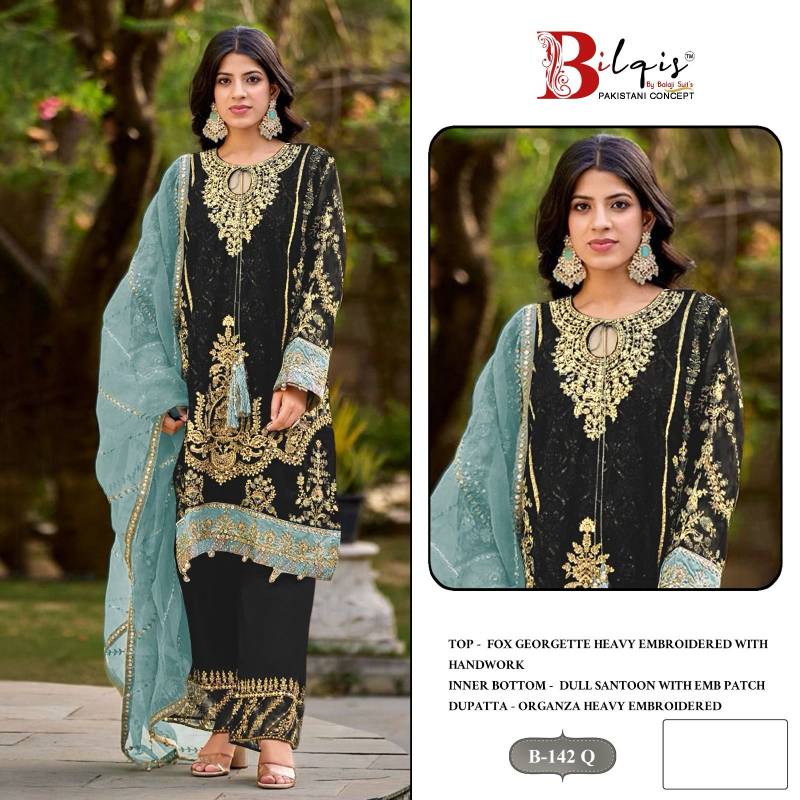 Bilqis B 142 Q To T Georgette Pakistani Salwar Wholesale Collection