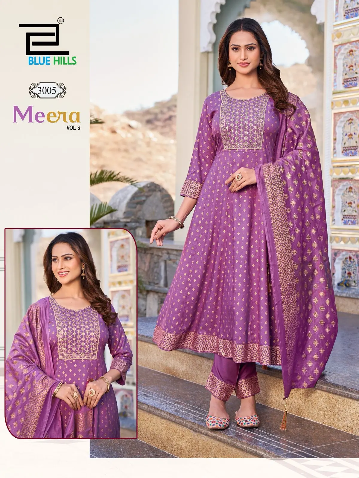 Blue Hills Meera Vol 3 Rayon Readymade Anarkali Suits Catalog — Wholesale Anarkali Kurti, Blue Hills wholesale from Surat - Gallery Image 6