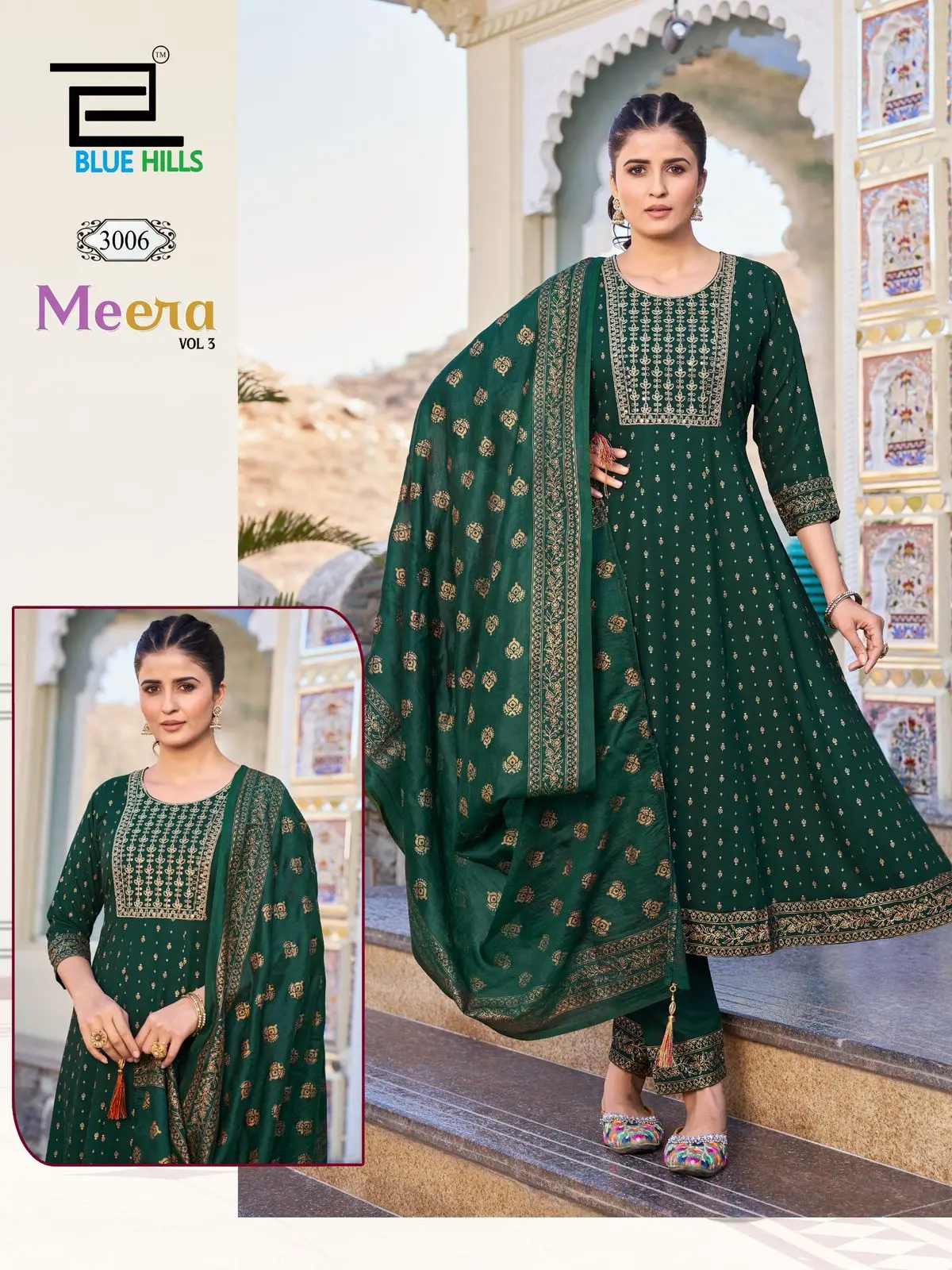 Blue Hills Meera Vol 3 Rayon Readymade Anarkali Suits Catalog — Wholesale Anarkali Kurti, Blue Hills wholesale from Surat - Gallery Image 7