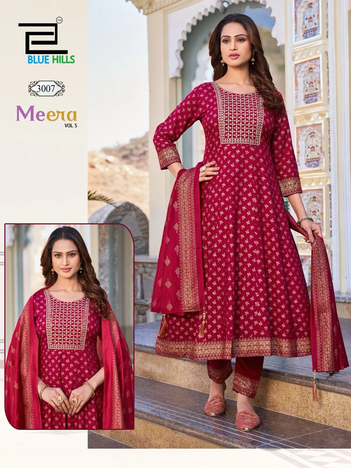 Blue Hills Meera Vol 3 Rayon Readymade Anarkali Suits Catalog — Wholesale Anarkali Kurti, Blue Hills wholesale from Surat - Gallery Image 9