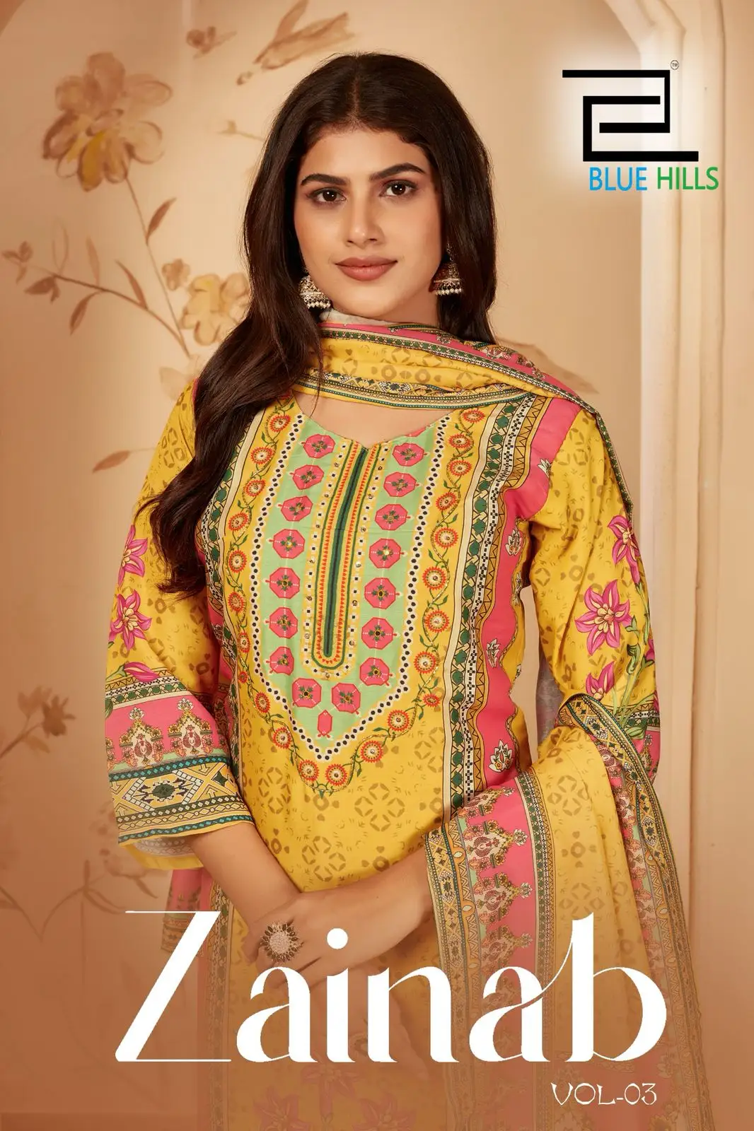 Blue Hills Zainab Vol 3 Piece Poly Muslin Kurti With Bottom Wholesale Collection