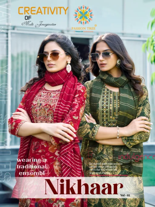 Buy Passion Tree Nikhaar Vol-1 Straight Kurti Set ,Heavy Rayon with embroidery & foil work. Includes Jacquard dupatta & pant. ✓Price: ₹525 ✓Sizes: M-4XL.