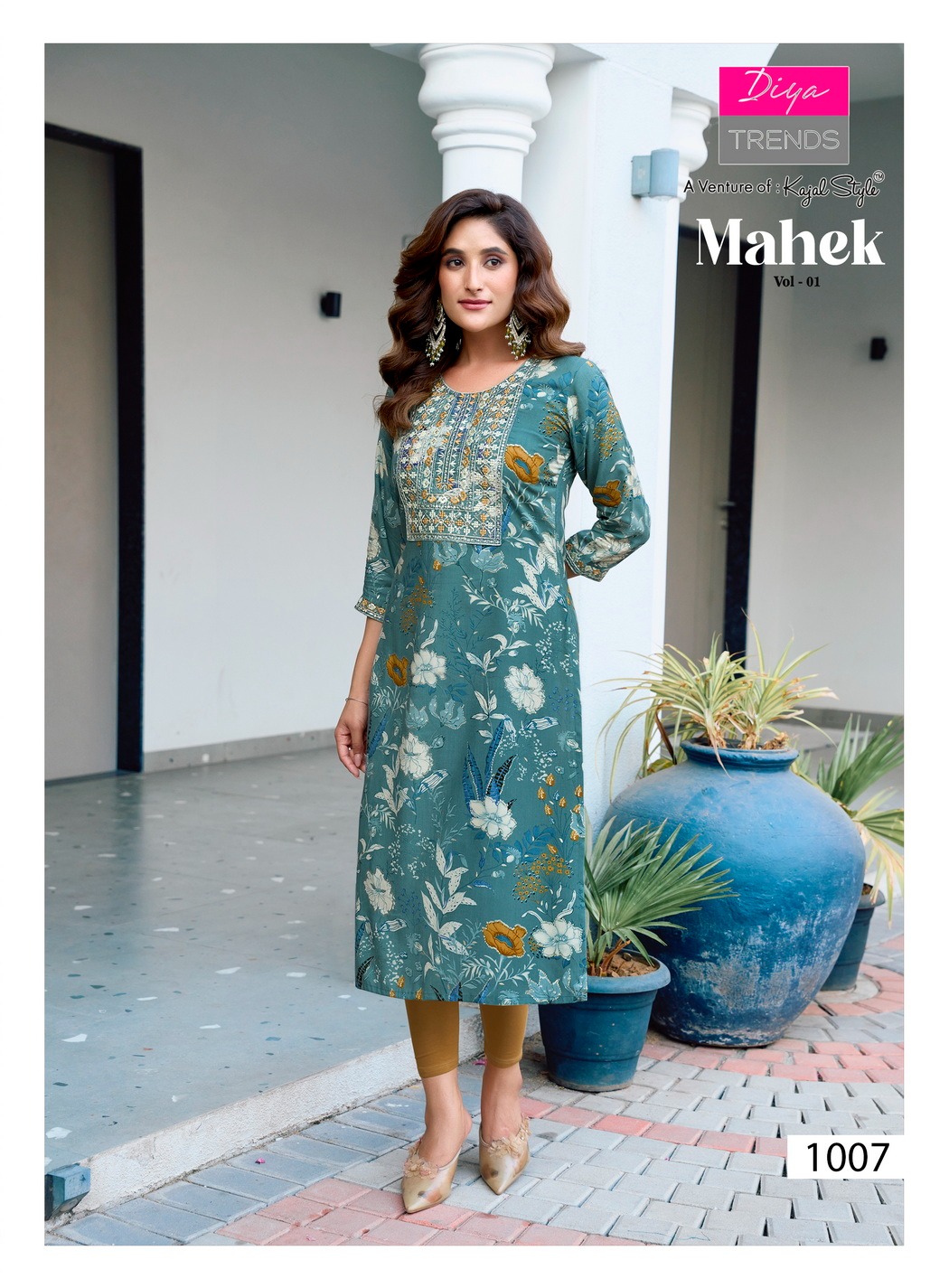 Diya Trends Mahek Vol.1 Heavy Rayon Embroidered Kurtis Catalog - Image 3