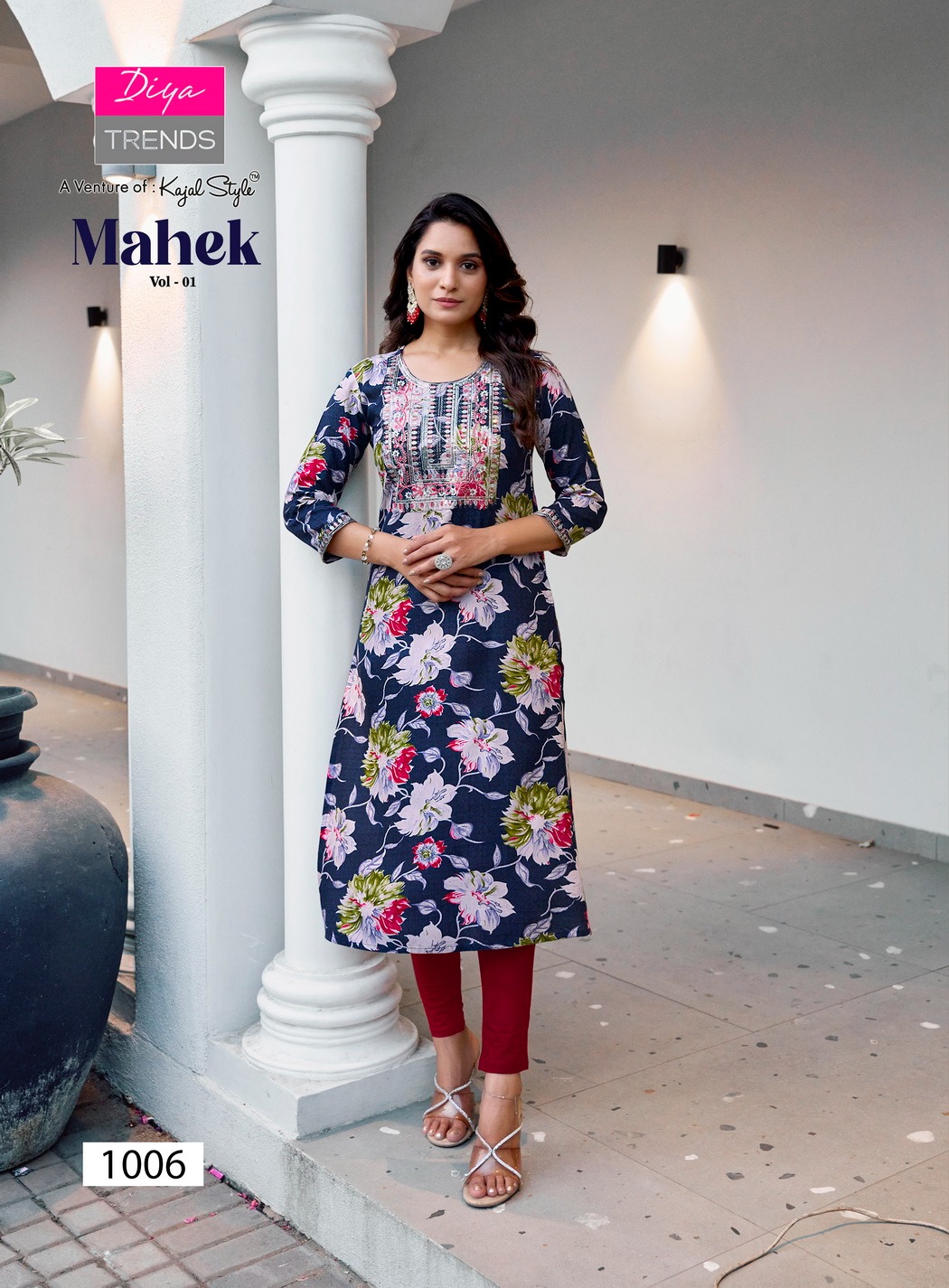 Diya Trends Mahek Vol.1 Heavy Rayon Embroidered Kurtis Catalog - Image 4