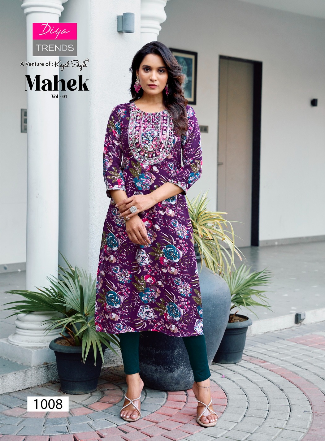 Diya Trends Mahek Vol.1 Heavy Rayon Embroidered Kurtis Catalog - Image 5