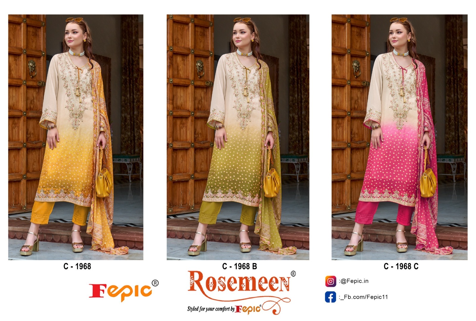 Fepic Rosemeen 1968 Chinon Designer Pakistani Suit Collection - Image 4