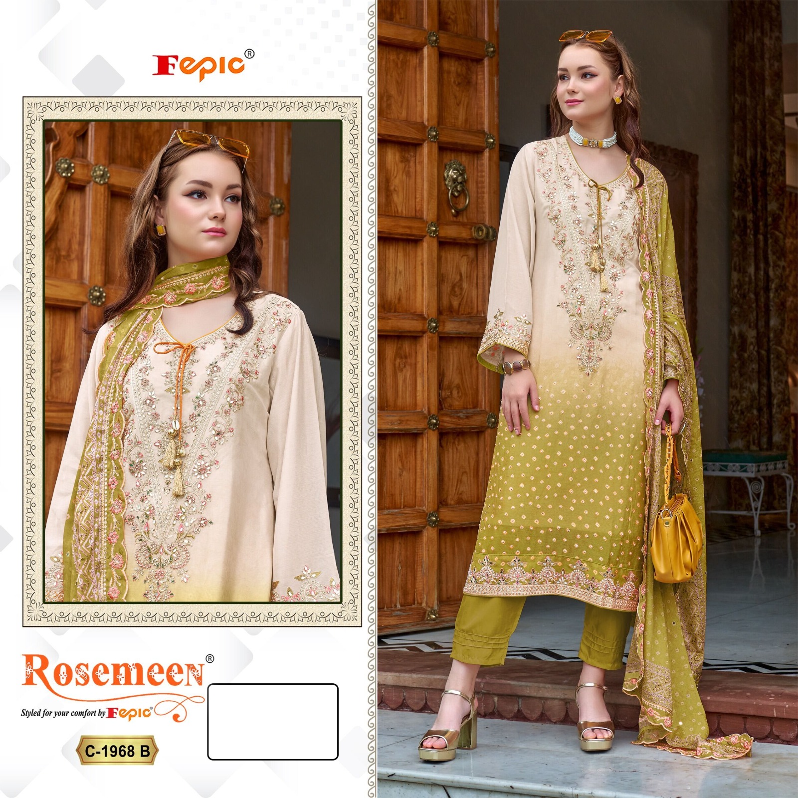 Fepic Rosemeen 1968 Chinon Designer Pakistani Suit Collection - Image 2