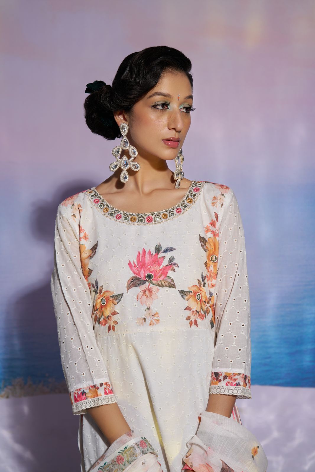 Four Rose Cotton Hakoba Schifly Digital Print Suit Handwork Wholesale Catalog