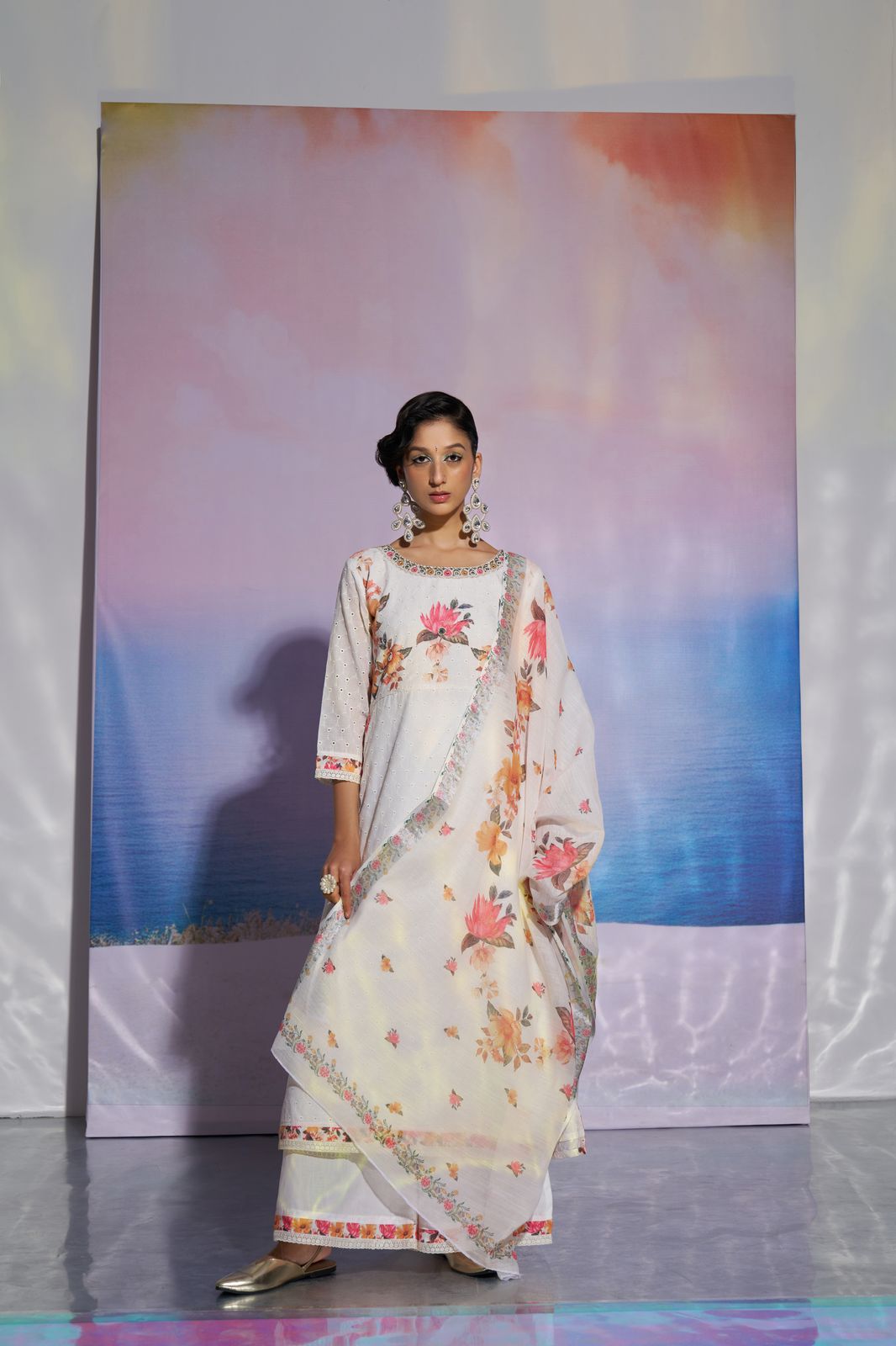 Four Rose Cotton Hakoba Schifly Digital Print Suit Handwork Wholesale Catalog - Image 3