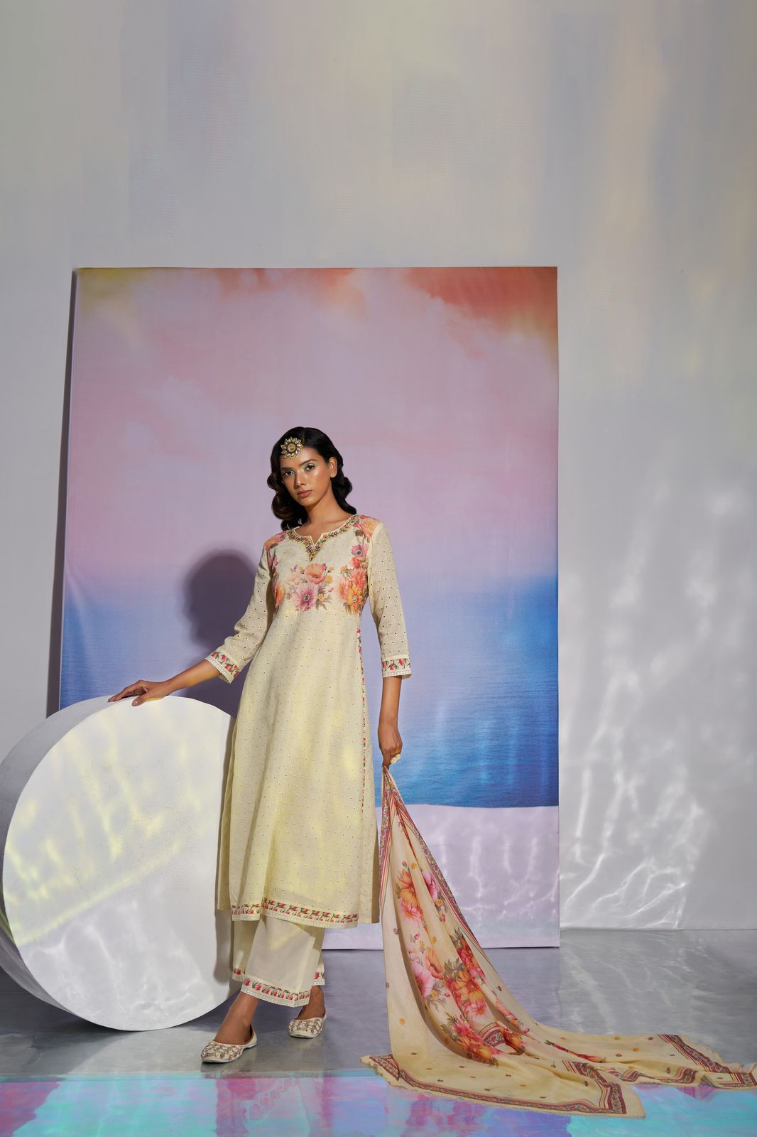 Four Rose Cotton Hakoba Schifly Digital Print Suit Handwork Wholesale Catalog - Image 4