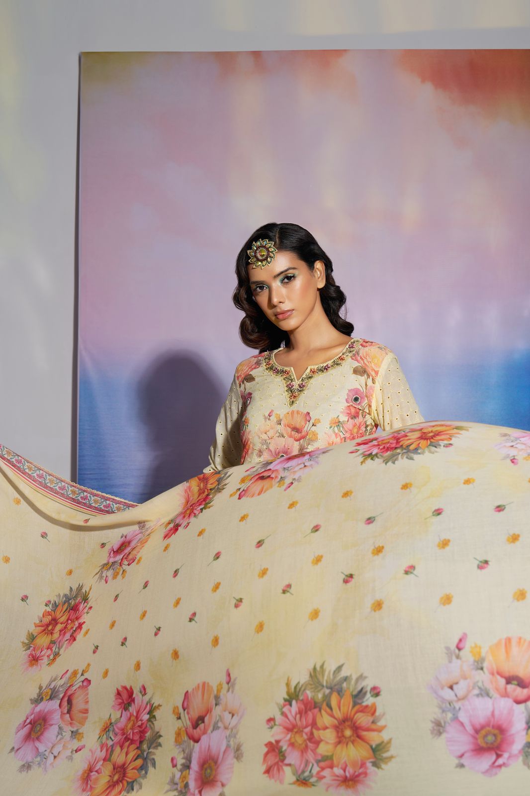 Four Rose Cotton Hakoba Schifly Digital Print Suit Handwork Wholesale Catalog - Image 6