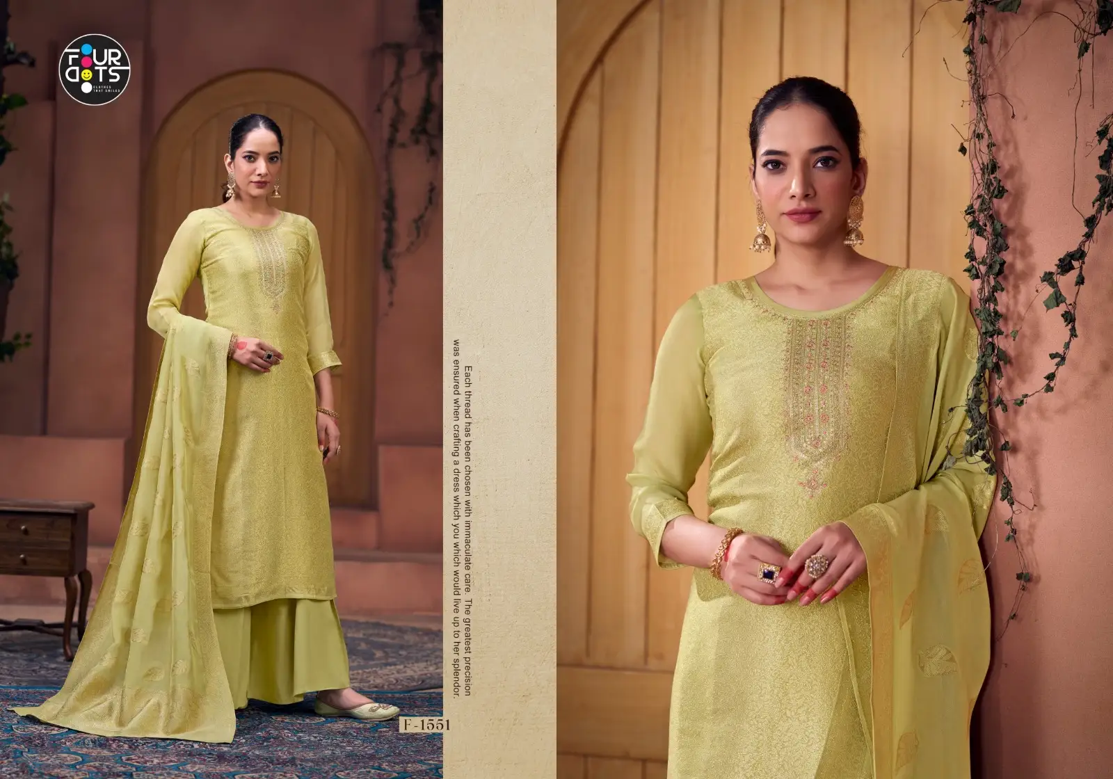 Fourdots Naina Viscos Organza Jequard Salwar Suits Wholesale Catalog - Image 2