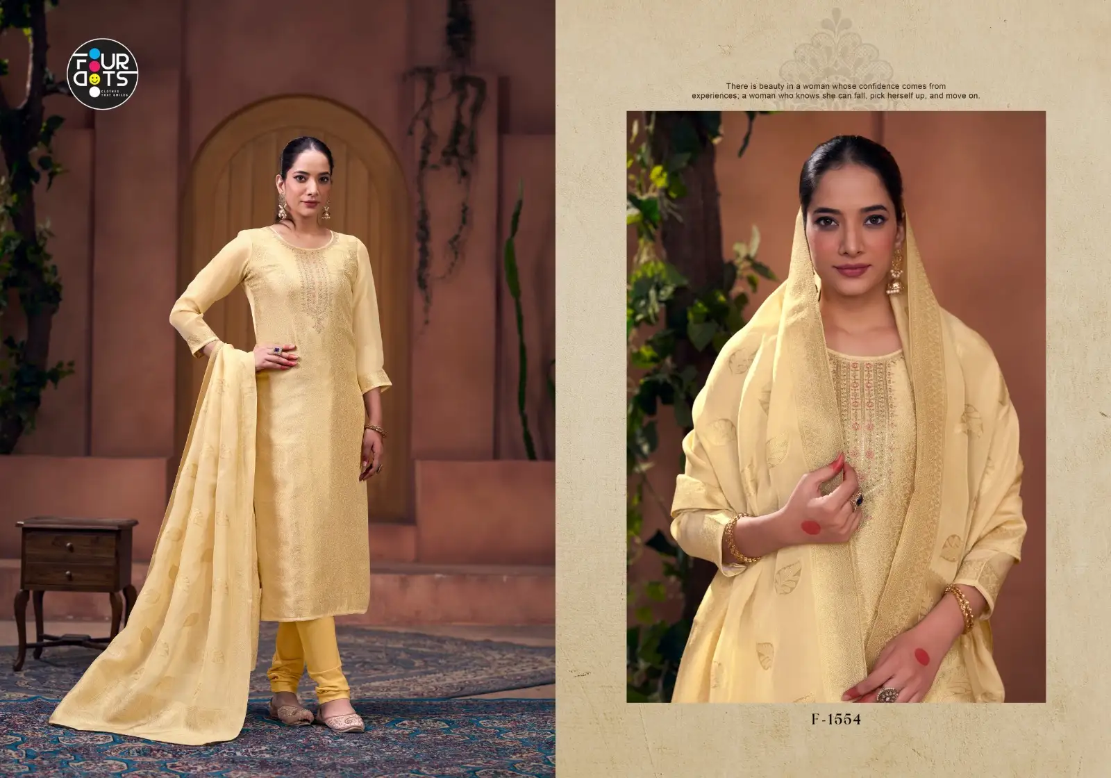 Fourdots Naina Viscos Organza Jequard Salwar Suits Wholesale Catalog - Image 3